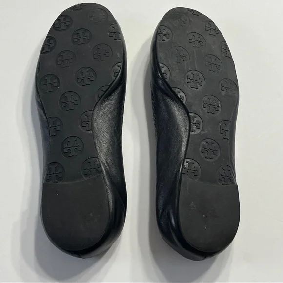 Tory Burch Flats Black with Gold Emblem - Picture 7 of 14